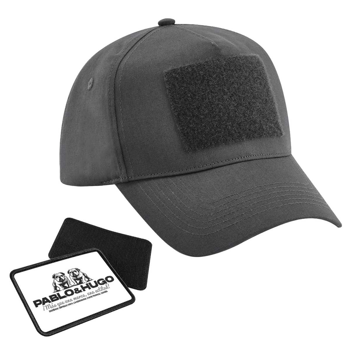 Casquette grise Pablo & Hugo avec système Velcro pour patch interchangeable