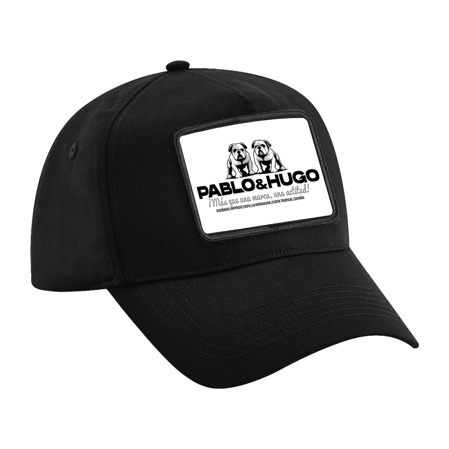 Casquette 5 panneaux | Noire | Patch interchangeable | Pablo & Hugo